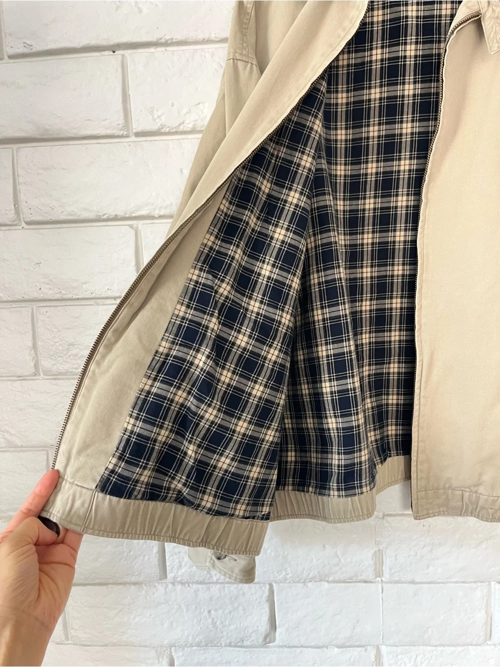 Vintage Polo Ralph Lauren Classic Khaki Harrington Jacket Plaid Lining Old Money